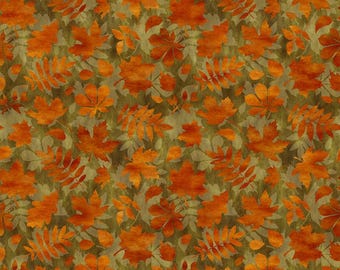 Autumn Celebration - Green Leaves *By The 1/2 Yard* From: Jason Yenter of In The Beginning Fabrics