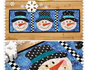 Patchwork Accent Runner "Snowmen" (January) *Applique Sewing Pattern*  By: Jennifer Bosworth - Shabby Fabrics