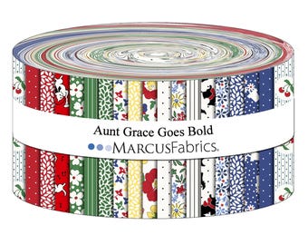 Aunt Grace Goes Bold *Jelly Roll / 2.5" Strips - 40 Pieces* From: Judy Rothermel for Marcus Fabrics