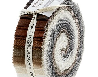 Neutrals - Woolies Flannel *Vol 2 Colorway *40 - 2 1/2" Strips / Jelly Roll* From: Maywood Studio ST-MASWOF-NEU