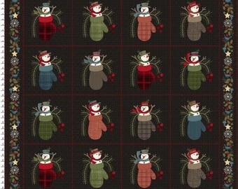 Holly Jolly Flannel "Snowmen Blocks" Flannel" (MASF10891-J) - 1/2yd Cuts - 2 Rows x WOF) By: Bonnie Sullivan - Maywood Studio