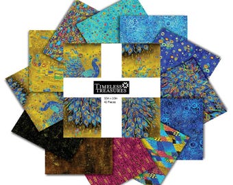Gilded Plume - Layer Cake (10in x 10in Squares) 42 Pieces) By: Chong A Hwang  For Timeless Treasures