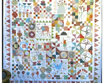 Sunshine & Lollipops *Folk Art Applique and Hand-Embroidery Quilt - Sewing Pattern* From: Hatched and Patched