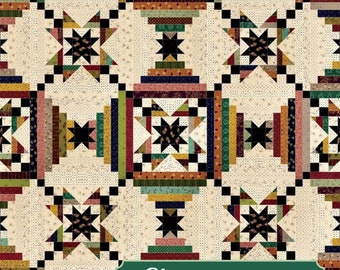 Spangled * Pieced Quilt Pattern * Log Cabin and Stars *  By Kim Diehl  For It's Sew Emma  ISE-269