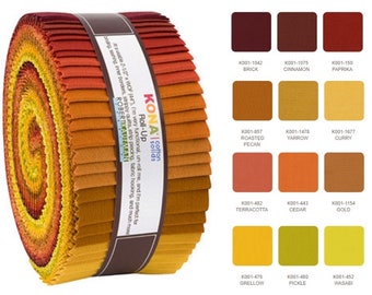 Kona Cotton Solids - Autumn Hues Palette *Jelly Roll - 40 Pieces* From: Kaufman Studios