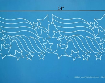 Stars & Stripes  #60044 *Reusable Pounce Chalk Stencil**Full Line Stencil for Quilt Marking* From: Hancy Creations of Full Line Stencil.com