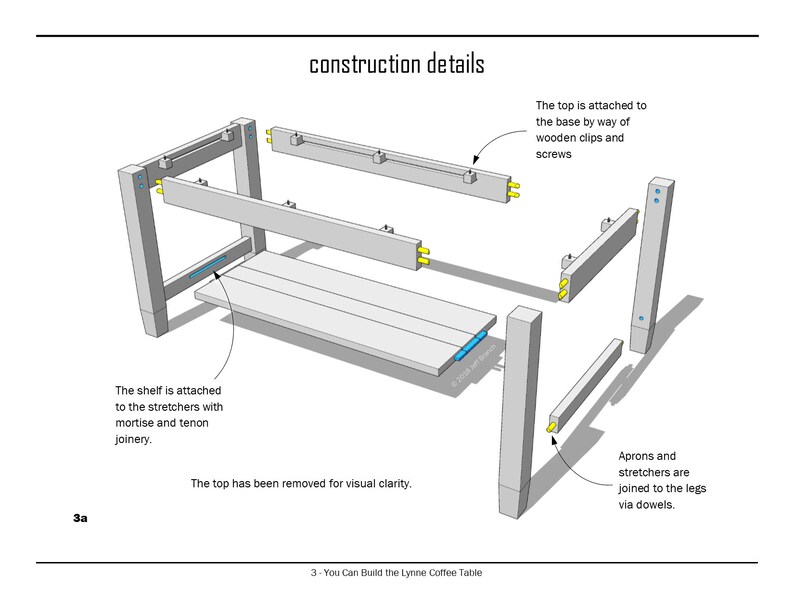 Contemporary Coffee Table Woodworking Plan and Guide Dowel Etsy