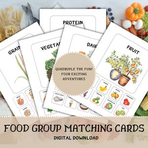 Cartes assorties aux groupes d'aliments | Activité de tri à imprimer pour les tout-petits et les enfants d'âge préscolaire | Cartes d'apprentissage | Faites un jeu de cuisine