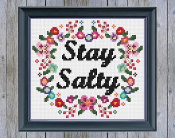 Stay Salty-- Cross Stitch Pattern pdf. Instant Download
