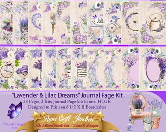 Lavender & Lilac Dreams, JK-1022-1, Digital Journal Kit, Lavender and Lilac Flowers, DIY kit.