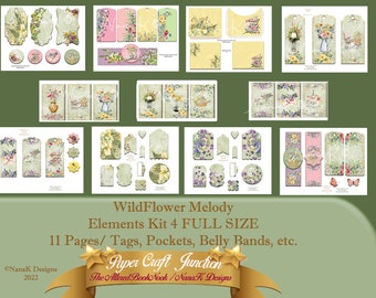 Flower.ページ JK-1025-3 TJ Wildflower Melody Background Pages, Jounal Kit