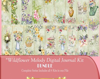 JK-1025 BUNDLE Wildflower Melody, Digital Journal Kit, DIY, Junk Journal,