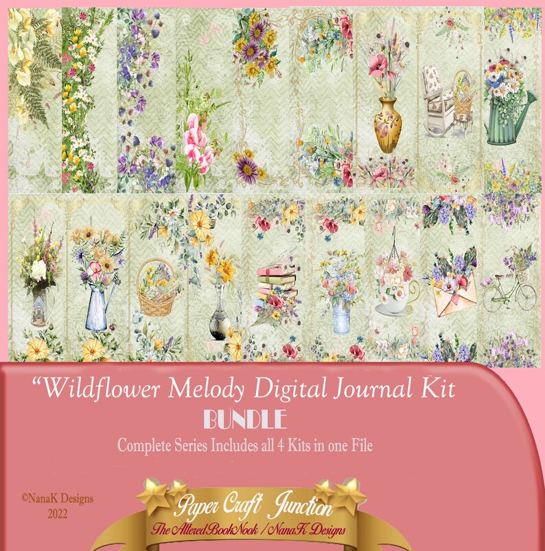 JK-1025 BUNDLE Wildflower Melody, Digital Journal Kit, DIY, Junk ...