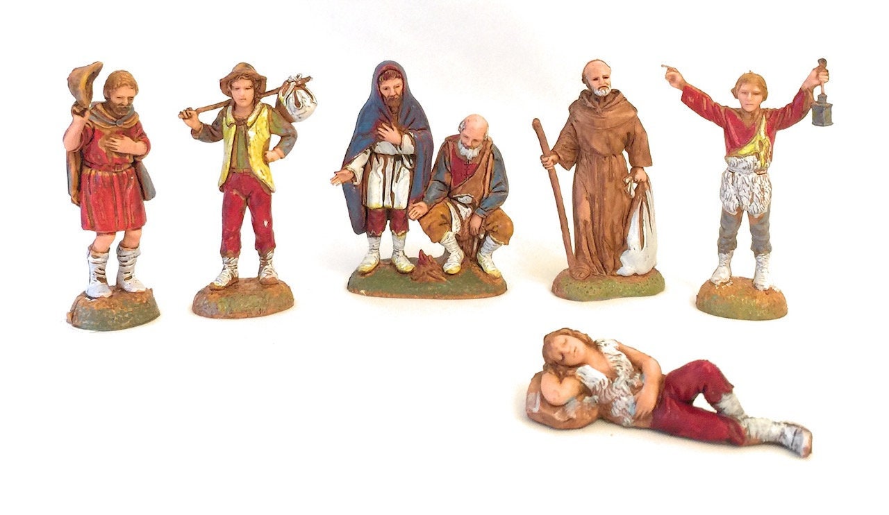 Nativity Scene Shepherd 2" H Figurines Set/6 Landi Presepio Pastores Pesebres 