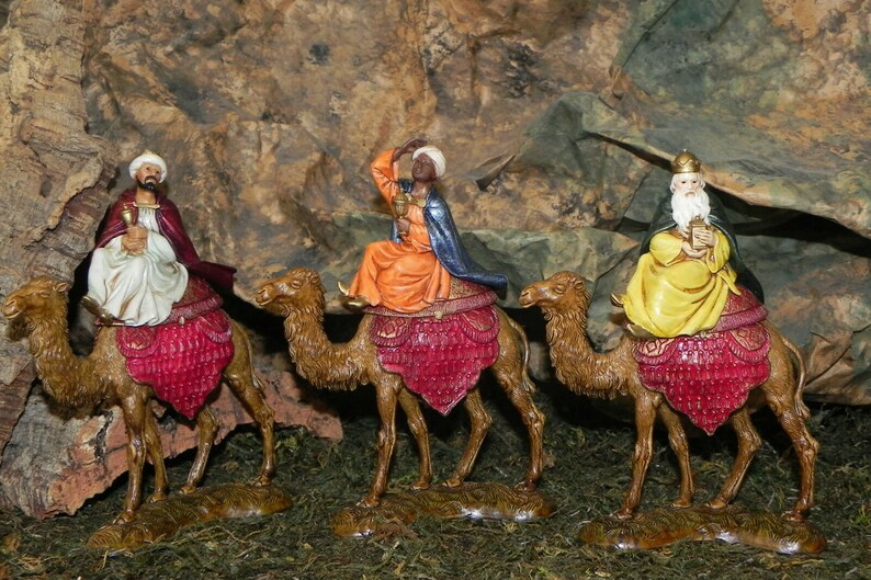 Three Kings on Camels Wise Men Figurines Nativity Scene Etsy