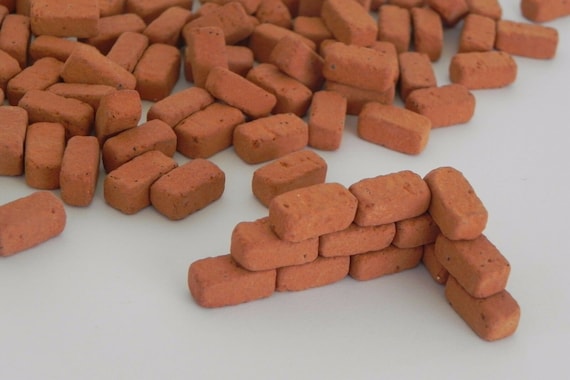 Dollhouse Miniature Bricks Real Red Brick Material 60 Pieces Pellegrini