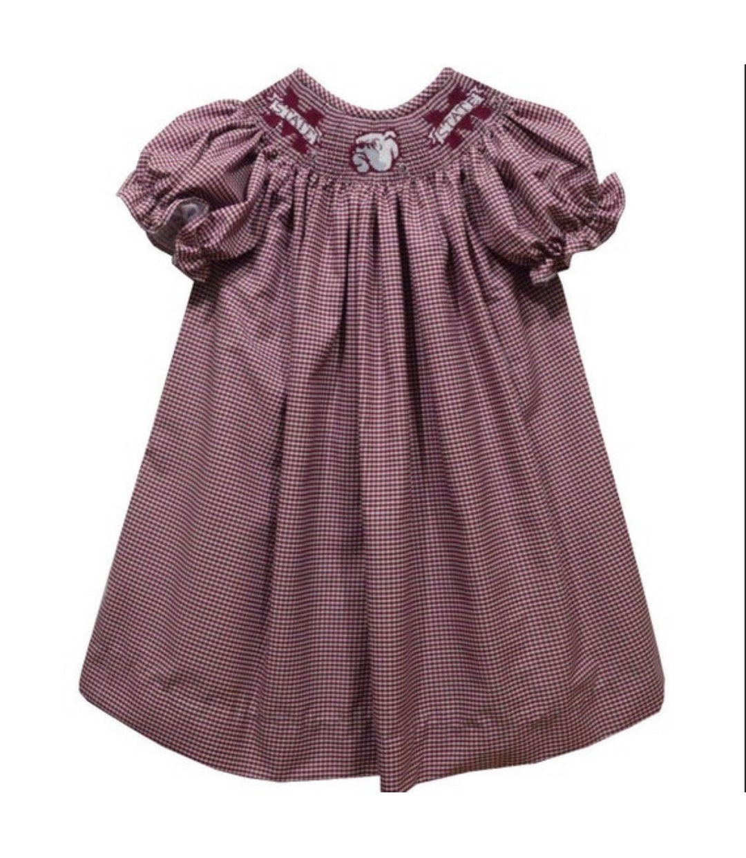 Ready to Shipmississippi State Bulldogs Smocked Maroon Gingham Short