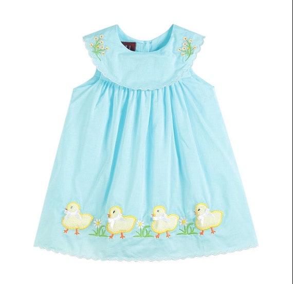 Blue Voile Fuzzy Baby Chicks Dress 