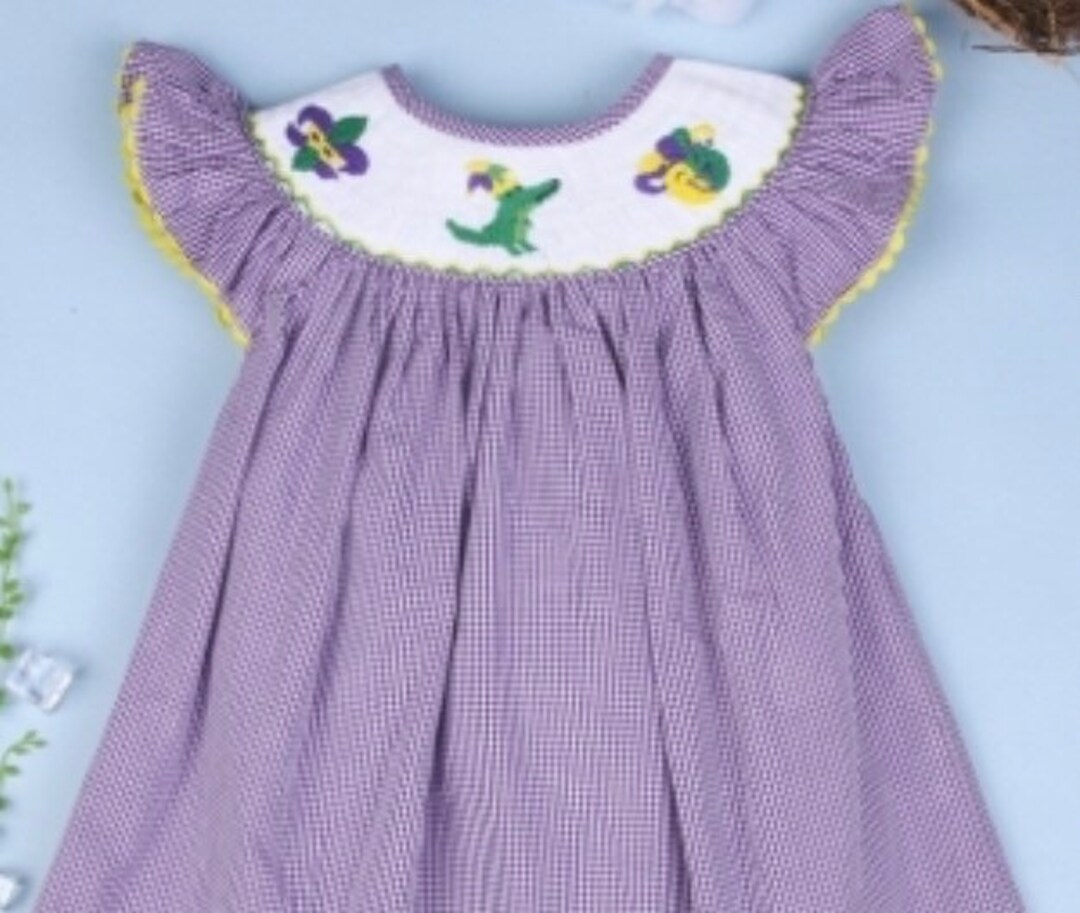 Mardi Gras Smocked Dress Etsy
