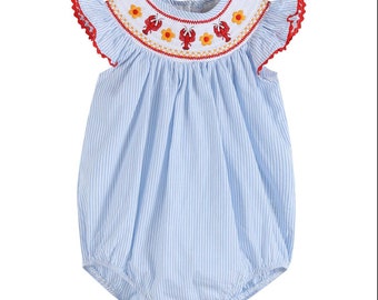 smocked bubble romper