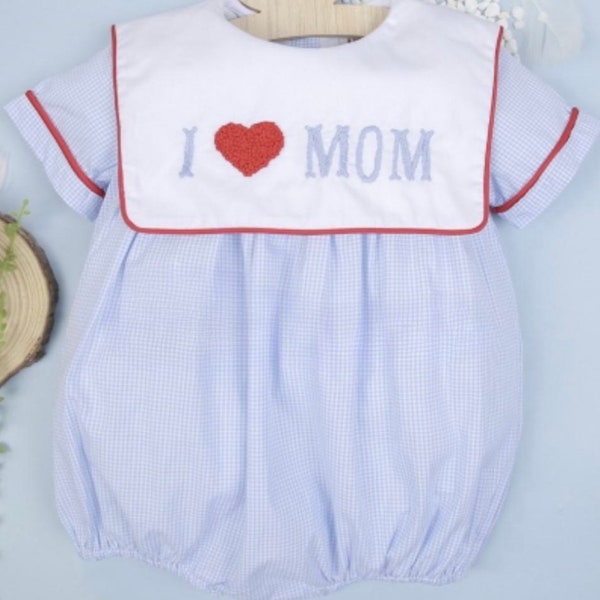 Love Mom Embroidery Boy Bubble