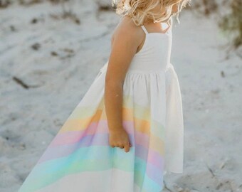 Kids Pastel Hi-Lo Frills-Spring Summer Dress