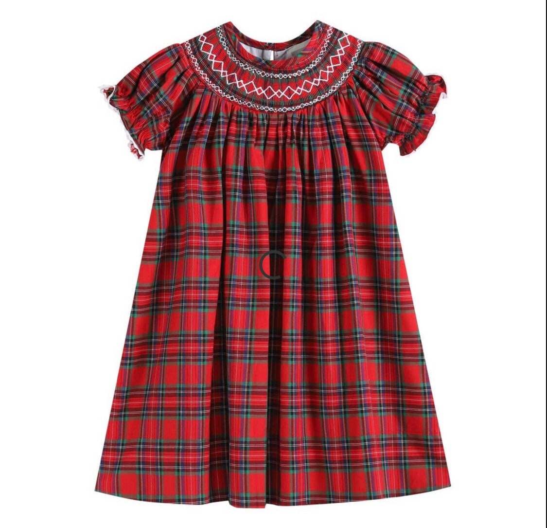 Plaid smocked christmas best sale dress