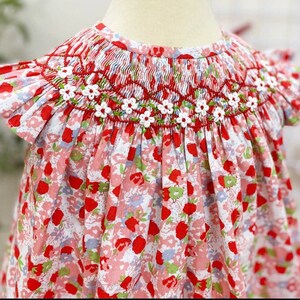 Baby Girls Strawberry Floral Hand Smocked Dress