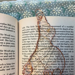 Wire Wrapped and Beaded Bookmark, Copper Wire Bunny, Agate Gemstone Bead