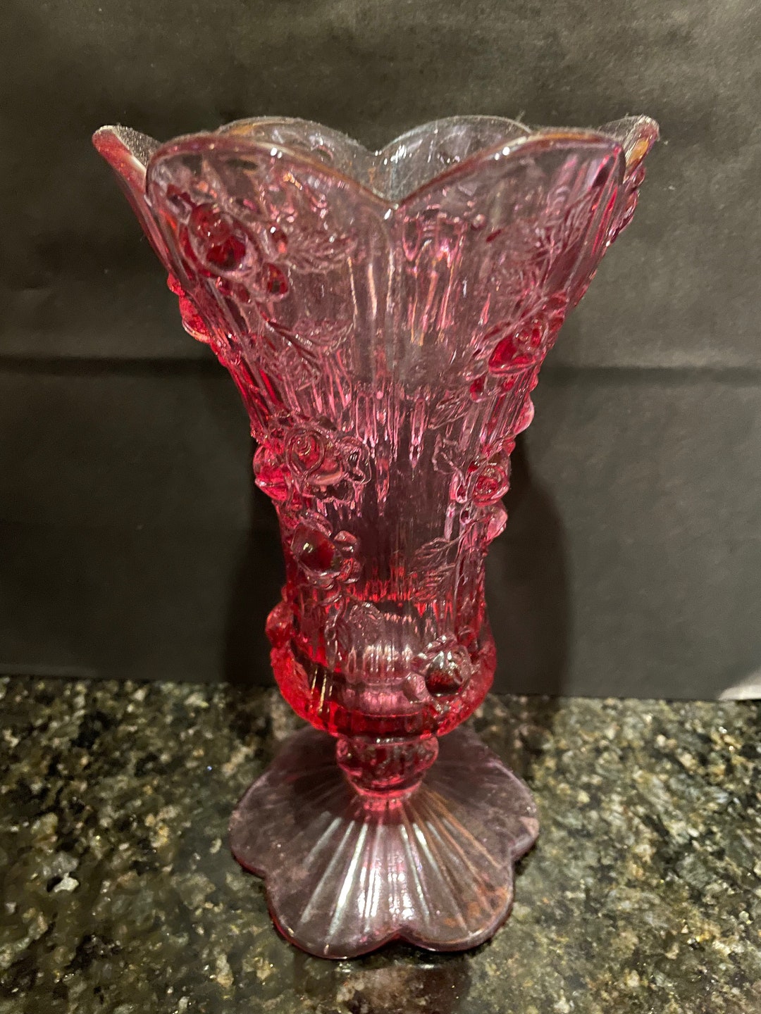 Vintage Fenton Dusty Rose Vase Etsy