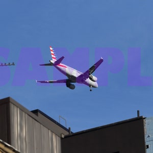 American Airlines Jet Flyover – NYC Rooftop Photo | LaGuardia Airbus Digital Download