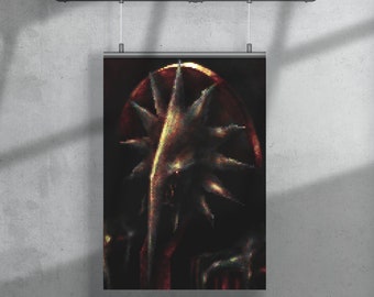 Deimos The Dodecacon - Dark Fantasy Pixel Digital Art Style Print By TYPHEREUS