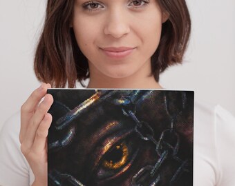 Sleeping Giant Awakens - Dark Fantasy Pixel Art Style Print