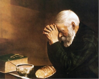 Eric Enstrom Grace Man Praying Over Bread (New High Resolution) Print Poster