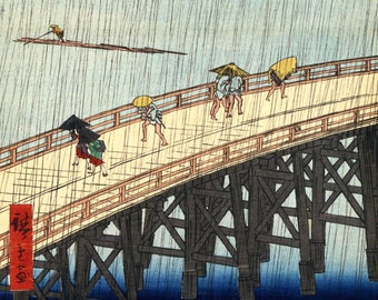 Sudden Shower Over Shin-Ohashi Bridge and Atake print by