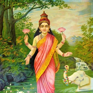 Lakshmi Hindu Goddess Restored Print Poster