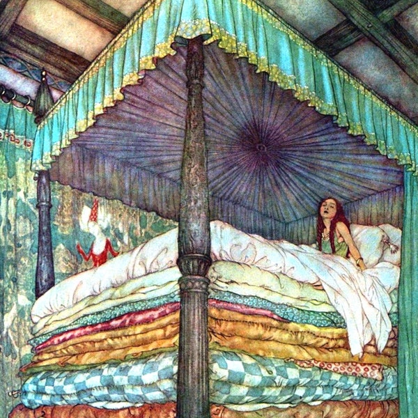 Prinzessin Und Die Erbse Print - Fairy Tale Hans Andersen - Edmund Dulac 1911 Print Poster