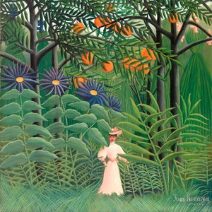 Woman Walking In An Exotic Forest By Henri Rousseau Print Poster