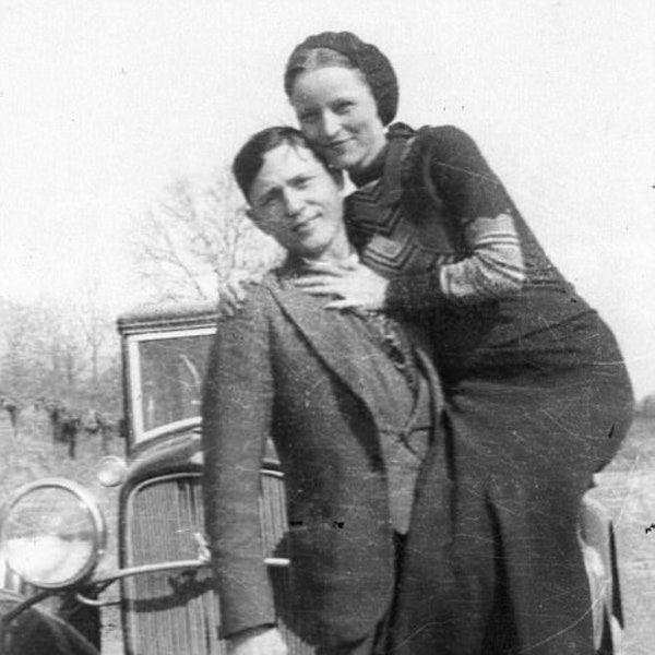 Póster Impresión fotográfica vintage de Bonnie y Clyde