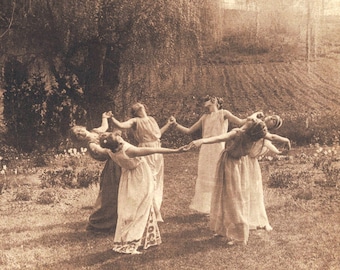 Circle Of Witches Vintage Women Dancing Print Poster