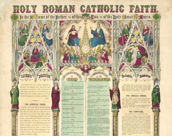 Holy Roman Catholic Faith 1870 Spiritual Bible Verses Print Poster
