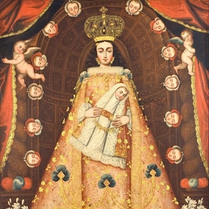 Nostra Signora di Betlemme - Cristo e Maria - Poster della scuola di Cusco