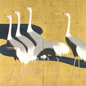 Cranes By Sakai Hoitsu Print Poster