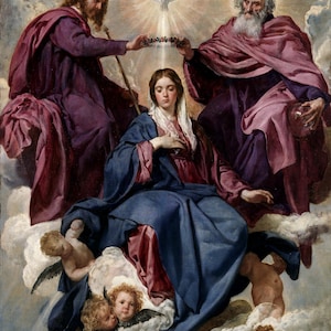 Póster impreso de la Coronación de la Virgen de Diego Velázquez