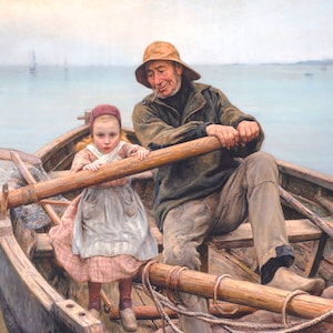 Helping Hand -Old Fisherman- 1881 By Emile Renouf Print Poster