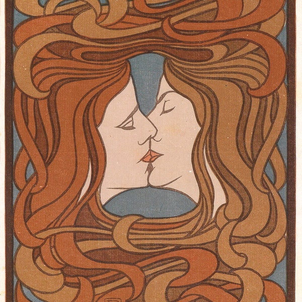 The Kiss By Peter Behrens 1898 Print Poster