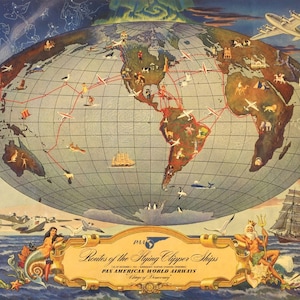 Pan American Flying Ship Routes - 1941 Print Poster