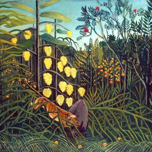 Battling Tiger And Buffalo By Henri Rousseau