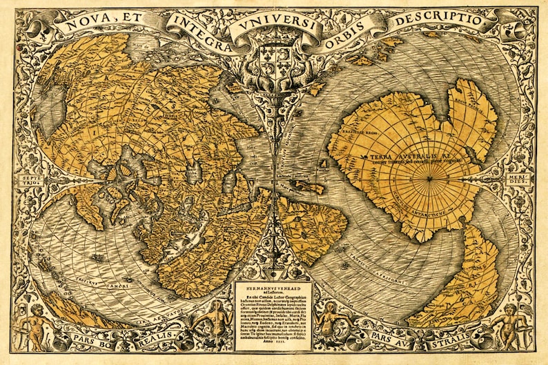 The Oronteus Finaeus Map Of The World 1531 Print Poster | Etsy