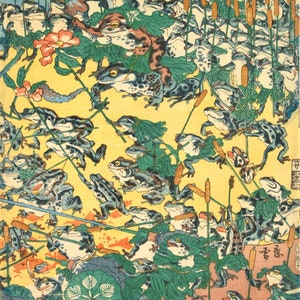 Fashionable Battle Of Frogs By Kawanabe Kyosai 1864 Print Poster